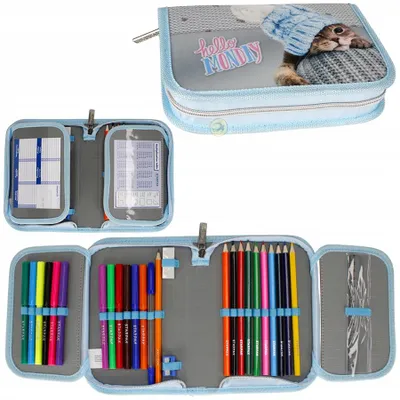 Produktbild von Starpak Kitty Blue Federmäppchen mit Zubehör Doppelklappen