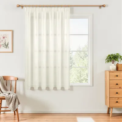 Productafbeelding van Transparante gordijnen met plooiband, 160 x 200 cm, geschikt voor de woonkamer