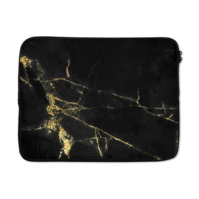 Produktbild von MuchoWow® Laptop Hülle 15 Zoll Marmor - Schwarz - Gold - Luxus Laptoptasche - Laptoptasche - Sleeve - Rundum-Schutz