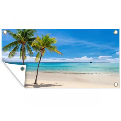 Obrázek produktu pro MuchoWow® Zahradní plakáty - Pláž - loď - moře - 80x160 cm - Zahradní dekorace