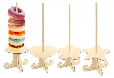 Donutständer aus Holz, 4er-Set, für Partys und Feiern