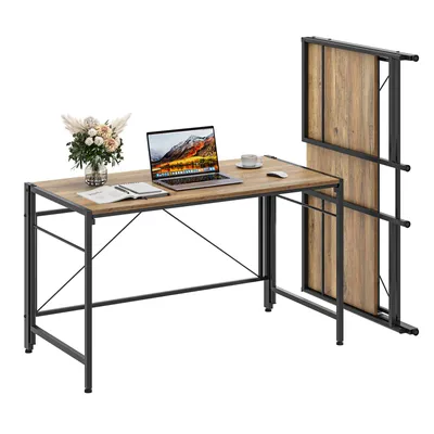 Produktbild von Dripex Klappschreibtisch 110 x 50 cm Faltbarer Computertisch mit Stahlgestell Platzsparender PC Tisch wasserdichte Tischplatte (Oak)