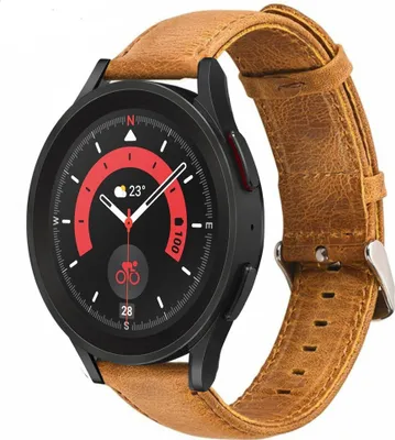 Produktbild von Strap-it Samsung Galaxy Watch 5 Pro Lederarmband (Braun)