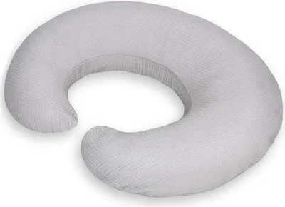 Produktbild von Dolce Sonno Musselin-Baumwolle Stillkissen - Baby Stillkissen Mit Abnehmbarem Bezug - Grey