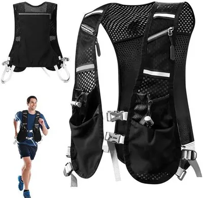 Imagen del producto de Chaleco de running ultraligero Unyqoos®: reflectante, transpirable (nylon/poliéster y malla densa), con bolsillos ajustables y correas para el pecho y la cintura, peso: 210 g