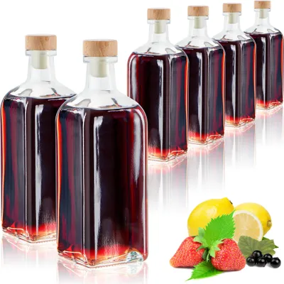 Produktbild von com-four® 6x Glasflasche 500 ml mit Korken - leere Flasche mit Korkenverschluss - Glasbehälter zum Befüllen mit Flüssigkeiten wie Öl, Essig und Spirituosen