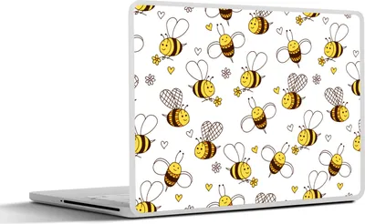 Produktbild von MuchoWow® Laptop Aufkleber Sticker Cover Biene - Blumen - Herz - Muster 25x18 cm - Laptop-Deko
