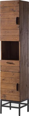 Produktbild von home24 Hochschrank mit 2 Türen - Massivholz - Pinie Dunkel / Schwarz