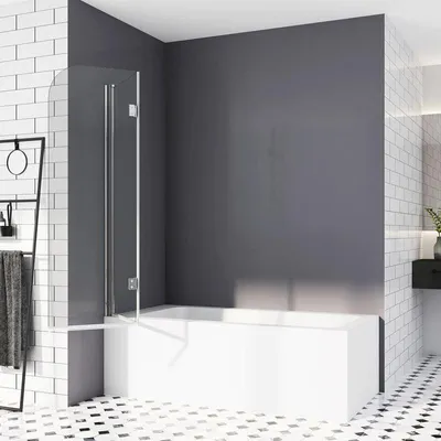 Productafbeelding van Douchewand voor bad, 120 x 140 cm, inklapbare douchewand voor bad, doucheafscheiding voor bad, badombouw van 6 mm gelaagd veiligheidsglas (ESG) met nano-coating