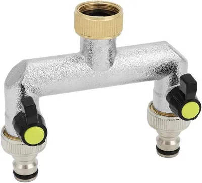 Productafbeelding van Allecta - 2-weg tapwaterverdeler, waterverdeler met 3/4 inch aansluiting en kogelkraan, inclusief adapter.