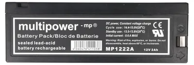 Produktbild von Multipower MP1222A 12V 2,2Ah ersetzt LC-SA122R3BG Bleiakku AGM Blei Gel Akku