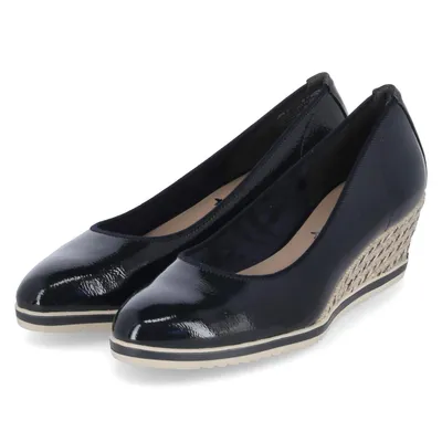 Productafbeelding van Tamaris dames pumps, donkerblauw, synthetisch materiaal, glanzende afwerking, veganistisch. Maat: 36