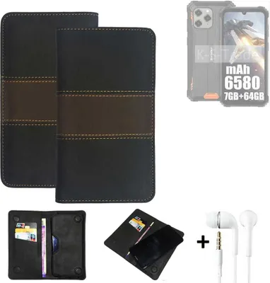 Produktbild von K-S-Trade Handyhülle + Kopfhörer kompatibel mit Blackview BV5300 Pro Schutzhülle Walletcase Bookstyle Tasche Schutz Case Hülle Wallet Cover