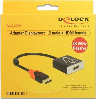 Image de Delock 62719 DELOCK Adapter Displayport -> HDMI-Buchse schwarz 20cm Kabel