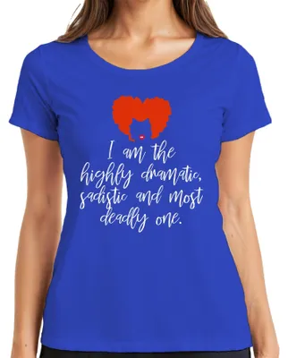 Productafbeelding van Ik ben een dramatische, sadistische heks. Halloween kostuum, dames T-shirt, blauw, maat S