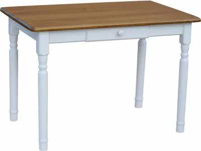 Immagine prodotto di Tavolo bianco II con cassetto in legno di pino massiccio con piano in colore rovere 120 x 70 cm