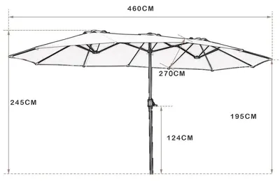 Obrázok produktu pre Veľký dvojitý dáždnik s kľukou, UV ochrana, hnedý