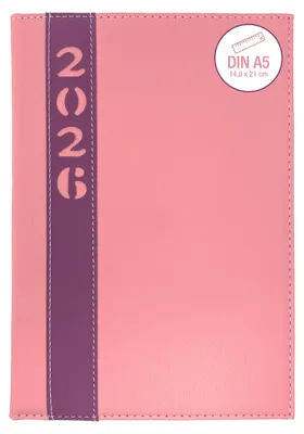 Produktbild von Buchkalender 2026 A5 – Softcover Wochenplaner mit 1 Woche auf 2 Seiten – Agenda 2026 mit Leseband – DIN A5 Kalender für Familien – in 4 Farben – Terminplaner 2026 [Rosa]