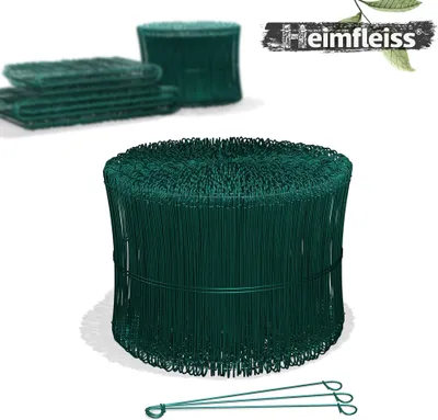 Produktbild von Heimfleiss® Ösendraht Betonbindedraht 1,4 x 140 mm (1000 Stk.) - PVC ummantelter Rödeldraht in grün - Bindedraht für Drillapparat