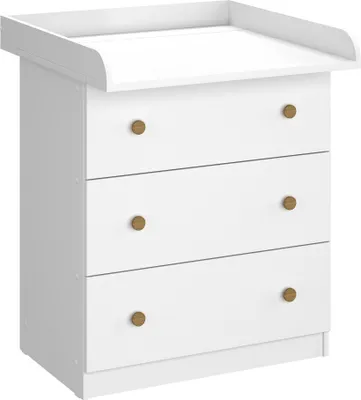 Produktbild von Shefa Kids Wickelkommode 830 Weiß, mit klappbarem Wickeltisch und Stauraum für Babyzimmer, Baby Kommode Basic Line