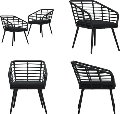 Immagine prodotto di vidaXL Sedie da giardino 2 pezzi con cuscini in poly rattan nero - Sedia da giardino - Sedia - Sedie