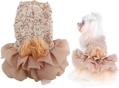 Obrázek produktu pro Dětské psí oblečení – zlatá elegantní sukýnka z hedvábí