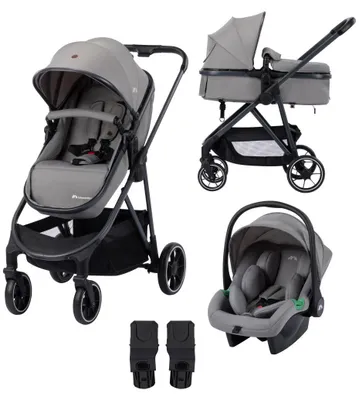 Produktbild von Bebeconfort Breeze Trio, Baby Kinderwagen 3 in 1 mit Kindersitz, 0-4 Jahre, Leichter Kinderwagen Set, Kompakter Faltmechanismus, Mineral Grey