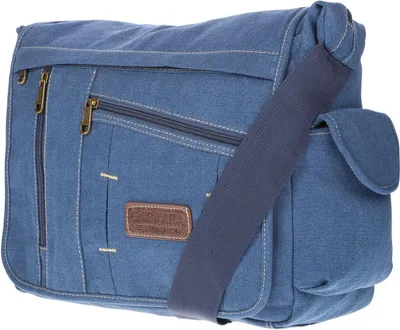 Produktbild von Christian Wippermann große XL Herren Damen Tasche Umhängetasche Canvas Messenger Ba Blau