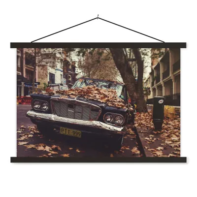 Produktbild von MuchoWow® Textilposter Auto - Herbstblätter - Landleben 120x80 cm mit schwarzem Rahmen - Wanddeko