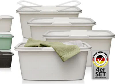 Produktbild von Wäschewannen 4er Set Weiß, 4 Wannen 35 l