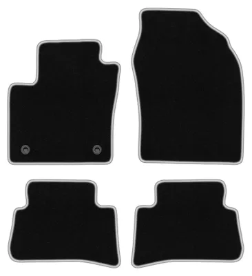 Image de Tapis de sol en moquette pour Toyota C-HR 2016- (crossover) – jeu 4 pièces, noir/argent, sur mesure – Wielganizator CARLUX