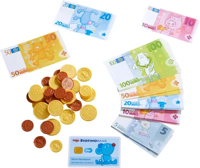 Produktbild von HABA 304131 - HABA-Kaufladen-Spielgeld, Kaufladenzubehör mit Geldscheinen aus robustem Papier, Spielzeug ab 3 Jahren