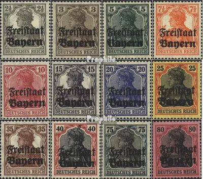 Produktbild von Briefmarken Bayern 1919 Mi 136-147 gestempelt Germania mit Aufdruck