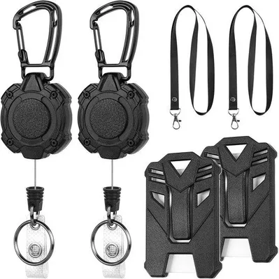 Produktbild von Erweiterbarer Schlüsselanhänger, 2er-Pack – robuste Auswelterung – 80 cm Stahlseil – ideal für Ausweise und Schlüssel
