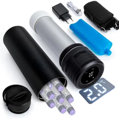 Produktbild von Insulin Kühlbox Elektrisch 2-20℃ mit Temperaturanzeige, Medikamenten Kühltasche für Reisen, TSA-, Schwarz