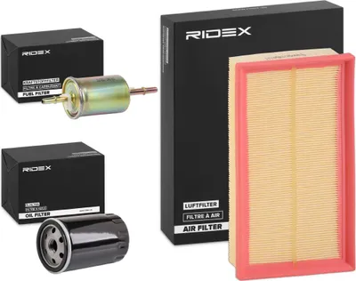 Produktbild von RIDEX Filterset Inspektionspaket Filtersatz für FORD FOCUS (DAW, DBW) FOCUS Kombi (DNW) TRANSIT CONNECT (P65, P70, P80) Tourneo Connect Mk1