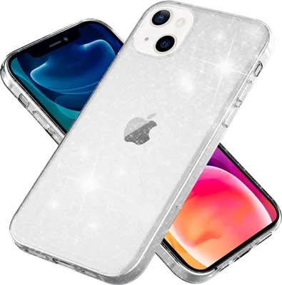 Produktbild von NALIA Glitzer Hülle für iPhone 13, Transparent Glitter Cover Handy Case Bumper Transparent