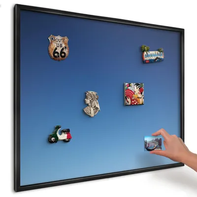 Produktbild von Magnettafel 80x60 cm mit schwarzem Rahmen - Magnetische Metalltafel, Magnetpinnwand zur Wandmontage für Wohnzimmer, Küche, Flur, Kinderzimmer und Büro - Blaue Farbverläufe