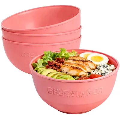 Productafbeelding van Müslischalen en saladekommen - set van 4 - Geschikt voor soep en fruit - Kunststof - Roze