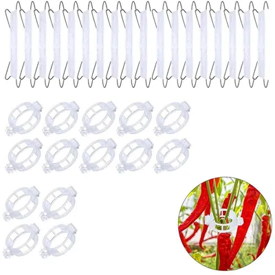 Produktbild von 18 Stück Tomatenhaken mit Schnur & Clips, ideal für Gewächshaus, Garten & Hobbygärtner