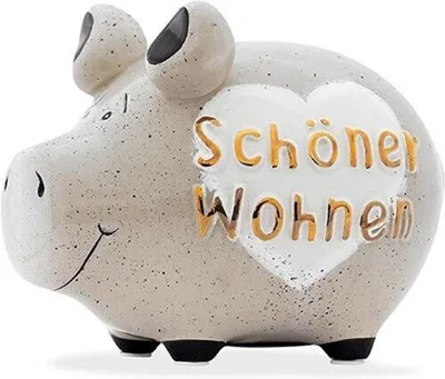 Produktbild von KCG Sparschwein "Schöner Wohnen" Keramik Silber/Weiß 12,5x9x9cm