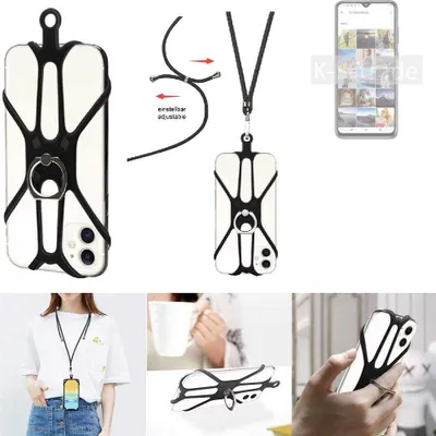 Produktbild von K-S-Trade 3in1 Handykette Handyband Handykordel Halsband Smartphone-Ring Handy-Ring kompatibel mit Cubot Note 30 Fingerhalterung Handyring