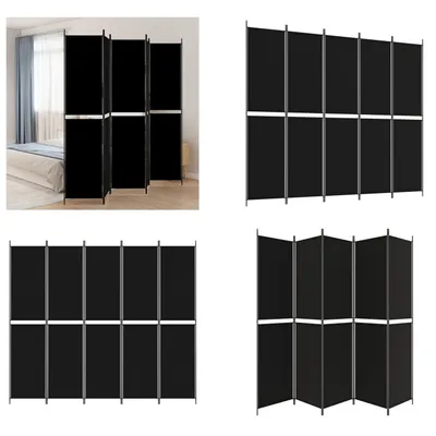 Zdjęcie produktu dla vidaXL 5-częściowy parawan czarny 250x220 cm tkanina - przegroda do pokoju - parawan - przegroda do pokoju - ścianka działowa