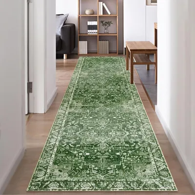 Immagine prodotto di Tappeto Loper, 80 x 300 cm, lavabile, con fondo antiscivolo, colore verde