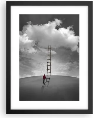 Produktbild von Gerahmtes Poster - Schwarzer Rahmen - Symbol Leiter Himmel - 30x40 cm - Wand Bild - Wanddeko - Wandbilder - Kunstposter - Wandposter - Bilderrahmen - Bilder - Kunstdruck - P2BPA30x40-4900
