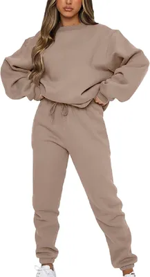 Produktbild von Trainingsanzug amropi Damen-Trainingsanzug, mit Fell gefüttert, Pullover und Jogginghose