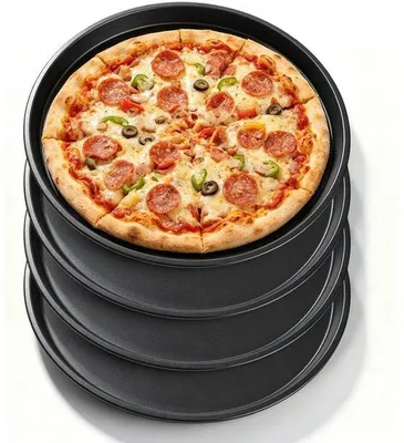 Productafbeelding van Set van 4 Ronde Pizzaplaten van Koolstofstaal