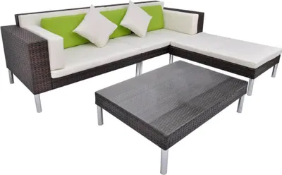 Obrázek produktu pro vidaXL 4dílná zahradní lounge souprava s polštáři Poly ratan hnědá