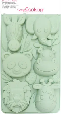 Produktbild von Silikon Backform Dschungel 6 Motive Platin-Silikon 30x17,5x2,5 cm für Kuchen & Süßigkeiten