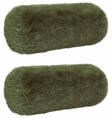 Imagen del producto de vidaXL Fundas de cojín, 2 unidades, modelo HEERLEN, color verde, diámetro 15 x 40 cm, tejido de forro polar de poliéster